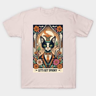 Halloween 'let's get spooky' colorful cat tarot T-Shirt